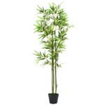 Plantenonline Kunst bamboe plant met pot 150 cm groen
