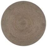 Plantenonline Vloerkleed handgemaakt rond 120 cm jute grijs