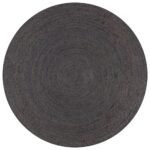 Plantenonline Vloerkleed handgemaakt rond 90 cm jute donkergrijs