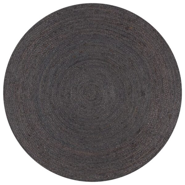 Plantenonline Vloerkleed handgemaakt rond 90 cm jute donkergrijs