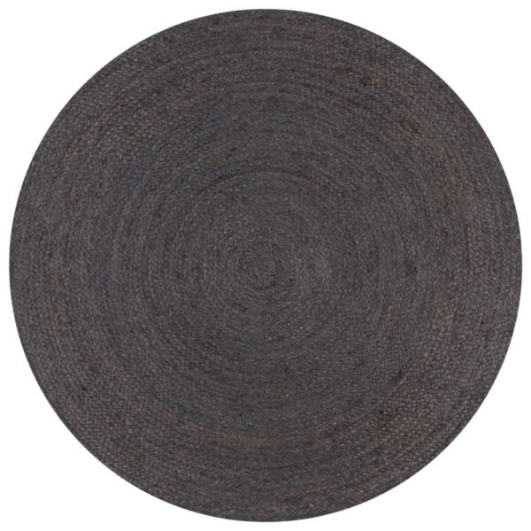 Plantenonline Vloerkleed handgemaakt rond 120 cm jute donkergrijs