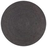 Plantenonline Vloerkleed handgemaakt rond 150 cm jute donkergrijs