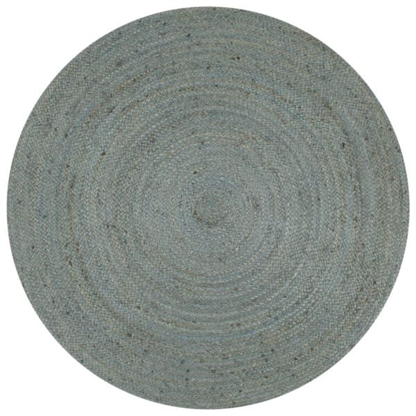 Plantenonline Vloerkleed handgemaakt rond 90 cm jute olijfgroen