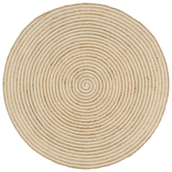Plantenonline Vloerkleed handgemaakt met spiraal ontwerp 90 cm jute wit