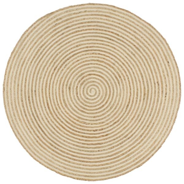Plantenonline Vloerkleed handgemaakt met spiraal ontwerp 150 cm jute wit