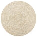 Plantenonline Vloerkleed handgemaakt 90 cm jute wit en naturel