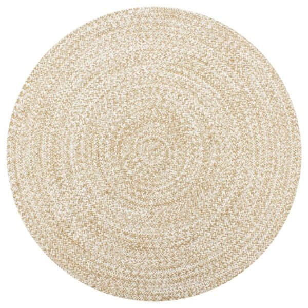 Plantenonline Vloerkleed handgemaakt 120 cm jute wit en naturel
