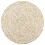 Plantenonline Vloerkleed handgemaakt 150 cm jute wit en naturel