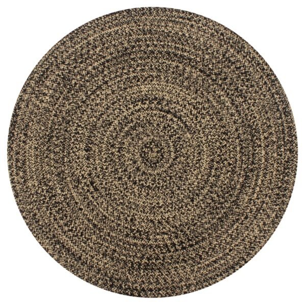 Plantenonline Vloerkleed handgemaakt 90 cm jute zwart en naturel