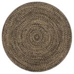 Plantenonline Vloerkleed handgemaakt 120 cm jute zwart en naturel