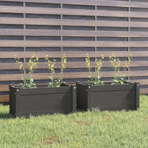 Plantenonline Plantenbakken 2 st 60x31x31 cm massief grenenhout grijs