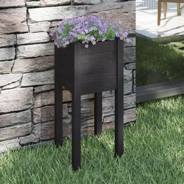 Plantenonline Plantenbak 31x31x70 cm massief grenenhout zwart