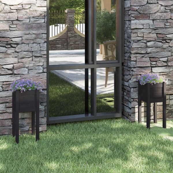 Plantenonline Plantenbakken 2 st 31x31x70 cm massief grenenhout zwart