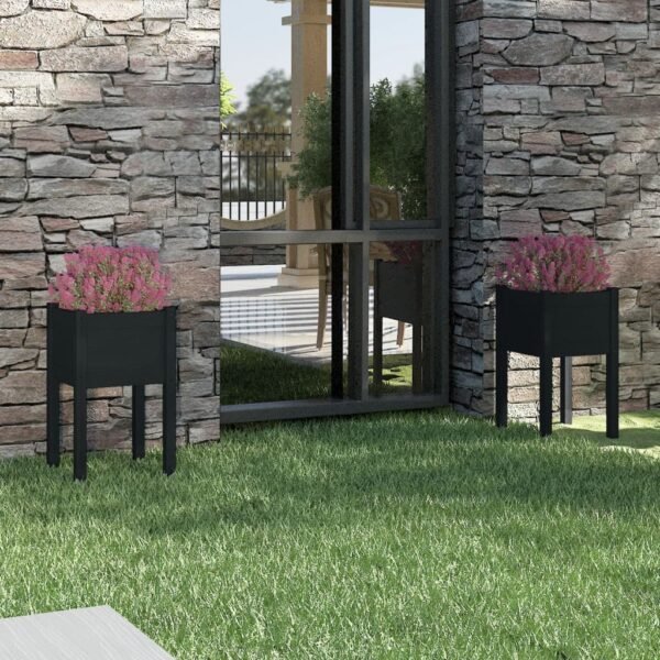 Plantenonline Plantenbakken 2 st 40x40x70 cm massief grenenhout zwart