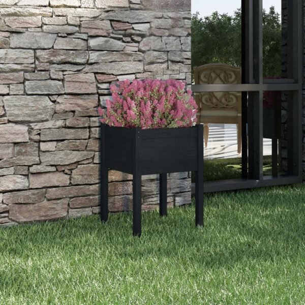Plantenonline Plantenbak 50x50x70 cm massief grenenhout zwart