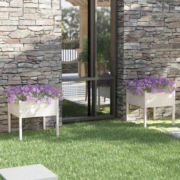 Plantenonline Plantenbakken 2 st 70x70x70 cm massief grenenhout wit