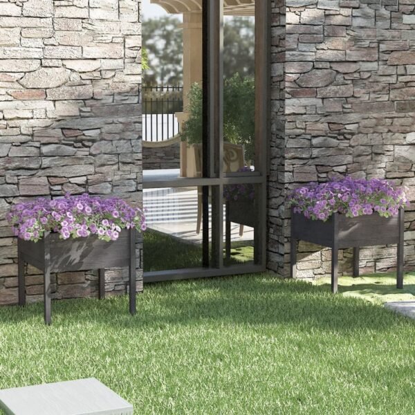 Plantenonline Plantenbakken 2 st 70x70x70 cm massief grenenhout grijs