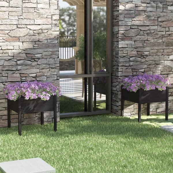 Plantenonline Plantenbakken 2 st 70x70x70 cm massief grenenhout zwart