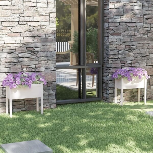 Plantenonline Plantenbakken 2 st 70x31x70 cm massief grenenhout wit