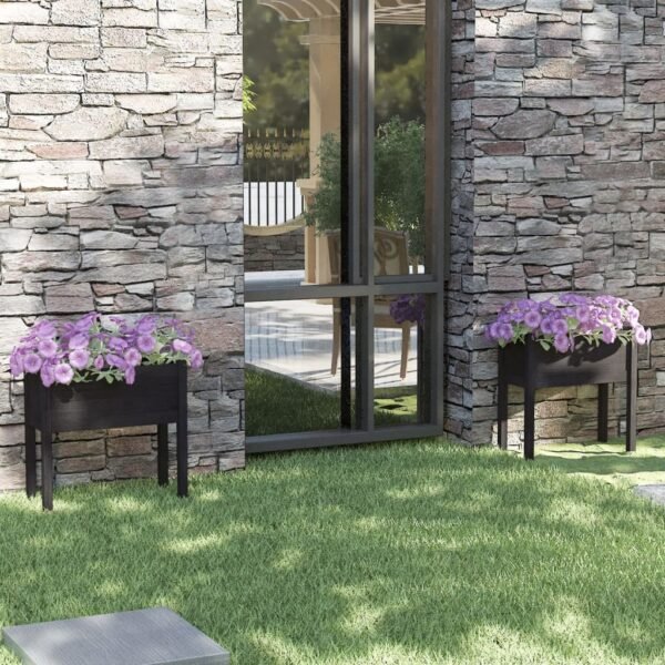 Plantenonline Plantenbakken 2 st 70x31x70 cm massief grenenhout zwart