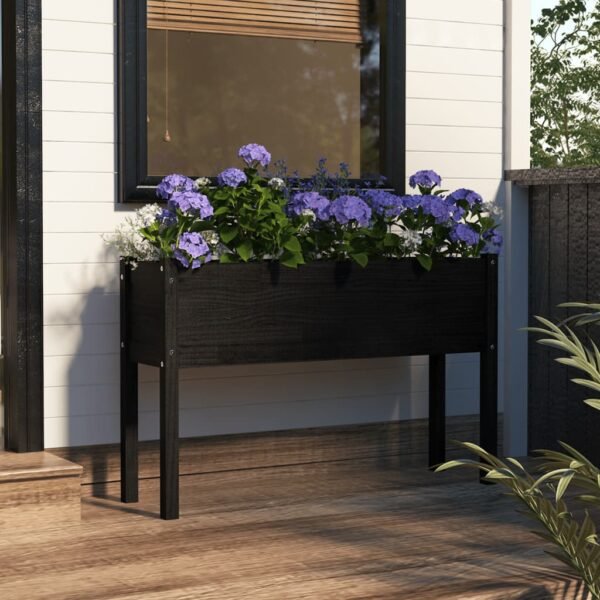 Plantenonline Plantenbak 110x31x70 cm massief grenenhout zwart