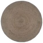 Plantenonline Vloerkleed handgemaakt rond 180 cm jute grijs