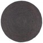 Plantenonline Vloerkleed handgemaakt rond 210 cm jute donkergrijs