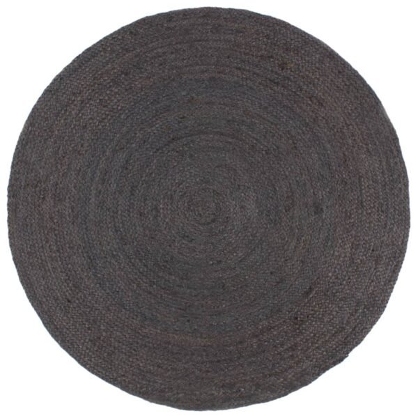 Plantenonline Vloerkleed handgemaakt rond 240 cm jute donkergrijs