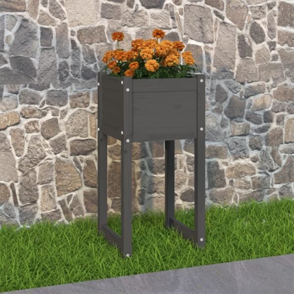 Plantenonline Plantenbak 40x40x81 cm massief grenenhout grijs