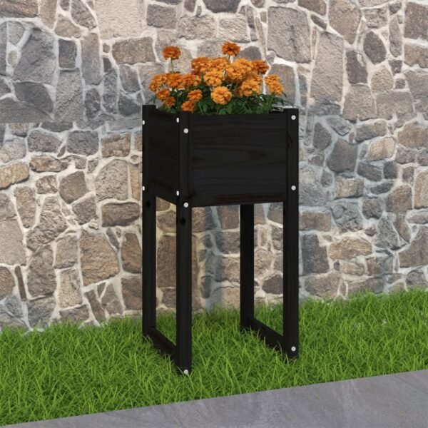 Plantenonline Plantenbak 40x40x81 cm massief grenenhout zwart