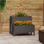Plantenonline Plantenbak 84,5x84x75 cm massief grenenhout grijs