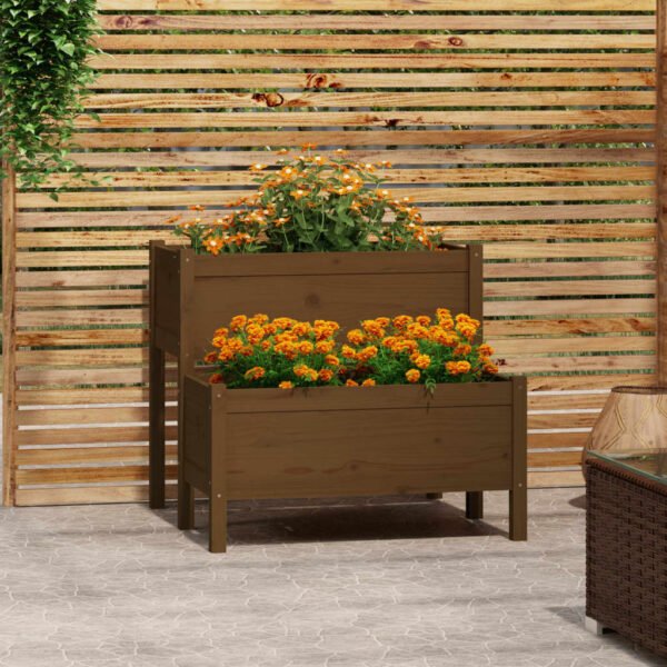 Plantenonline Plantenbak 84,5x84x75 cm massief grenenhout honingbruin