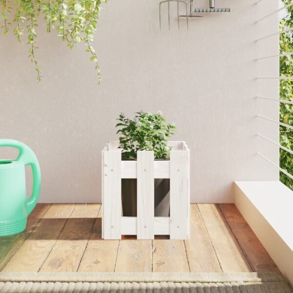 Plantenonline Plantenbak met hekontwerp 30x30x30 cm massief grenenhout wit