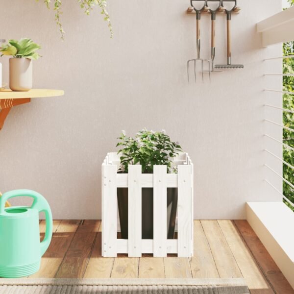 Plantenonline Plantenbak met hekontwerp 40x40x40 cm massief grenenhout wit