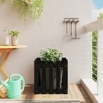 Plantenonline Plantenbak met hekontwerp 50x50x50 cm massief grenenhout zwart