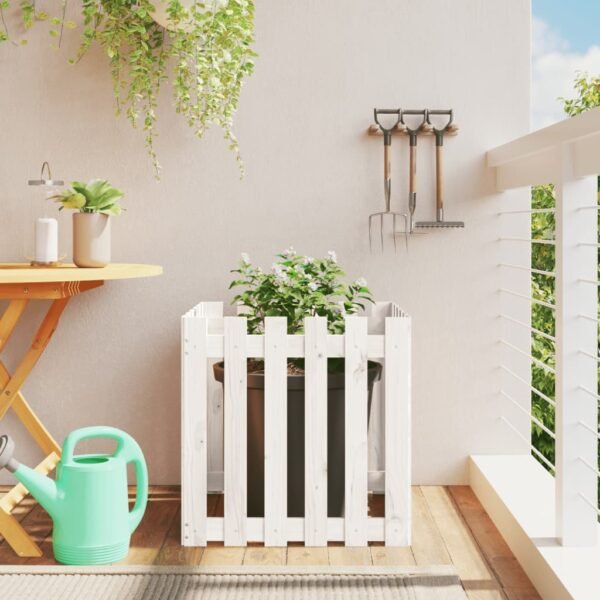 Plantenonline Plantenbak met hekontwerp 60x60x60 cm massief grenenhout wit