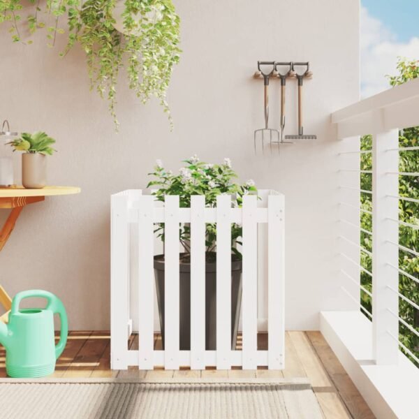 Plantenonline Plantenbak met hekontwerp 70x70x70 cm massief grenenhout wit