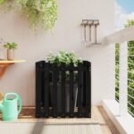 Plantenonline Plantenbak met hekontwerp 70x70x70 cm massief grenenhout zwart