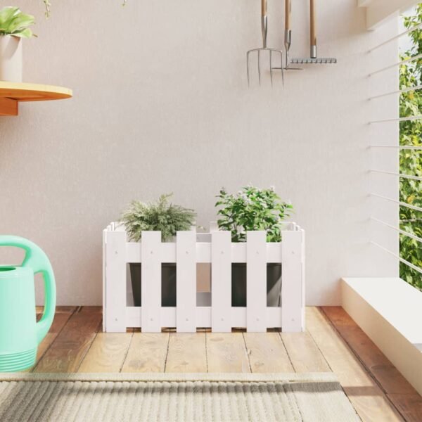 Plantenonline Plantenbak met hekontwerp 60x30x30 cm massief grenenhout wit