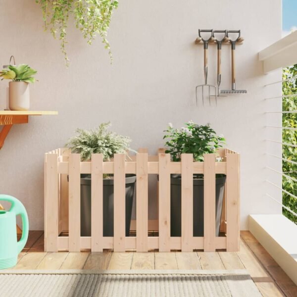 Plantenonline Plantenbak verhoogd met hekontwerp 100x50x50 cm grenenhout