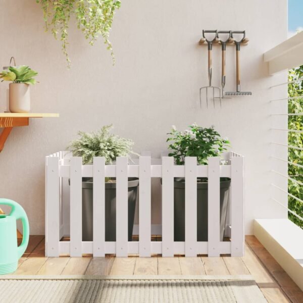 Plantenonline Plantenbak verhoogd hekontwerp 100x50x50 cm grenenhout wit