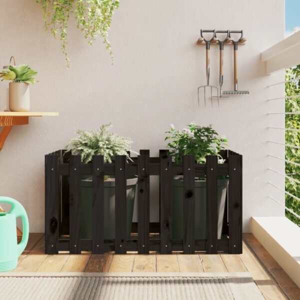 Plantenonline Plantenbak verhoogd hekontwerp 100x50x50 cm grenenhout zwart