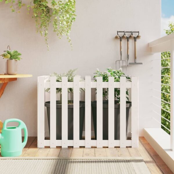 Plantenonline Plantenbak verhoogd hekontwerp 100x50x70 cm grenenhout wit