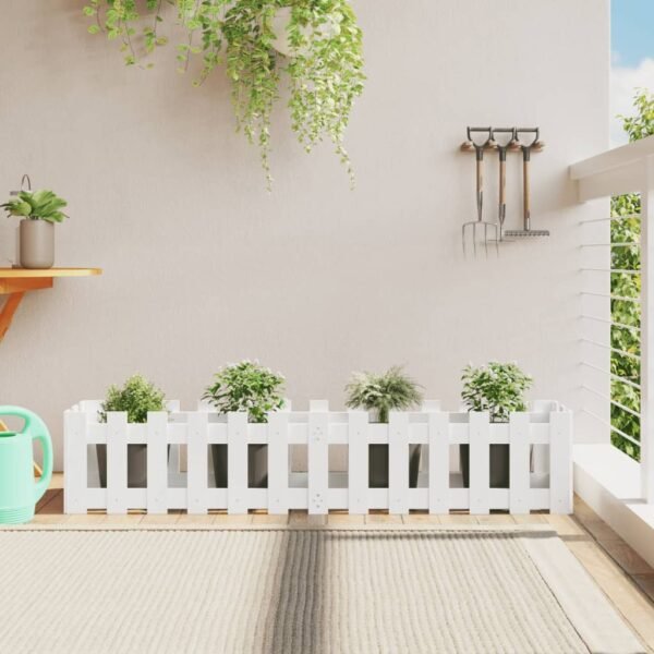 Plantenonline Plantenbak verhoogd hekontwerp 150x30x30 cm grenenhout wit