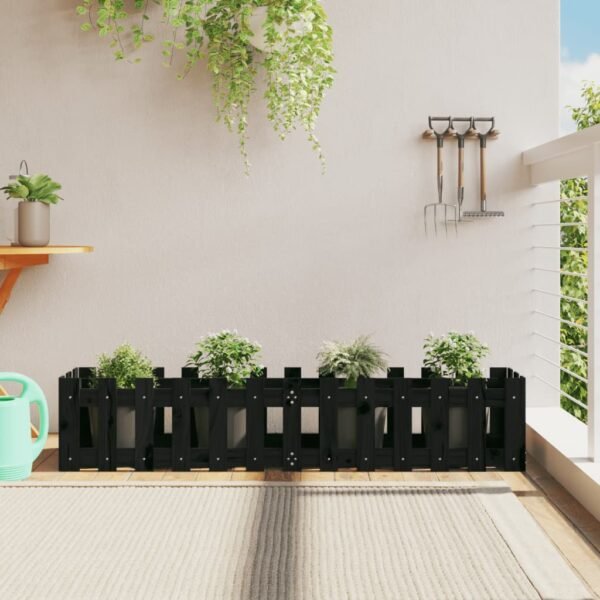 Plantenonline Plantenbak verhoogd hekontwerp 150x30x30 cm grenenhout zwart