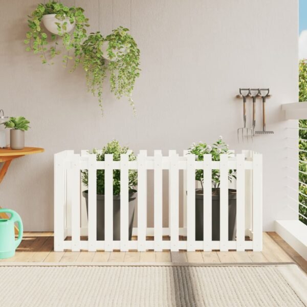 Plantenonline Plantenbak verhoogd hekontwerp 150x50x70 cm grenenhout wit