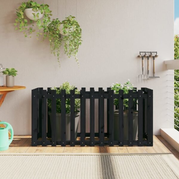 Plantenonline Plantenbak verhoogd hekontwerp 150x50x70 cm grenenhout zwart