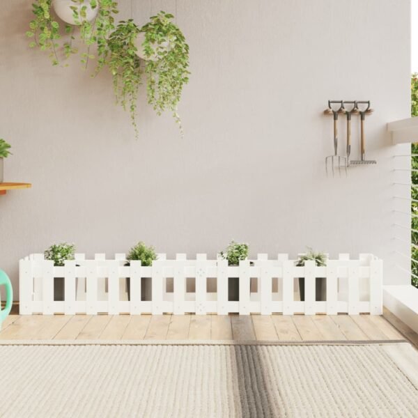 Plantenonline Plantenbak verhoogd hekontwerp 200x30x30 cm grenenhout wit