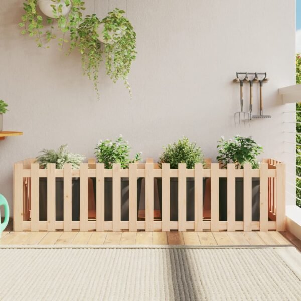 Plantenonline Plantenbak verhoogd met hekontwerp 200x50x50 cm grenenhout
