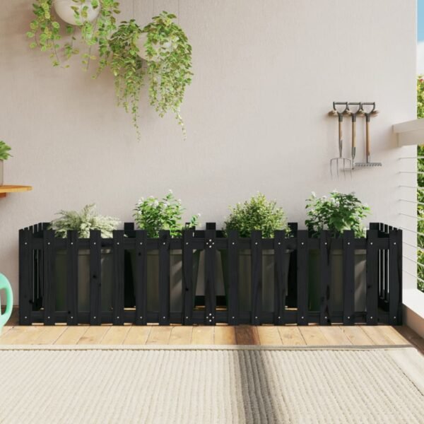 Plantenonline Plantenbak verhoogd hekontwerp 200x50x50 cm grenenhout zwart